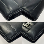 Chanel leline Black Leather Silver Wallet — view 7