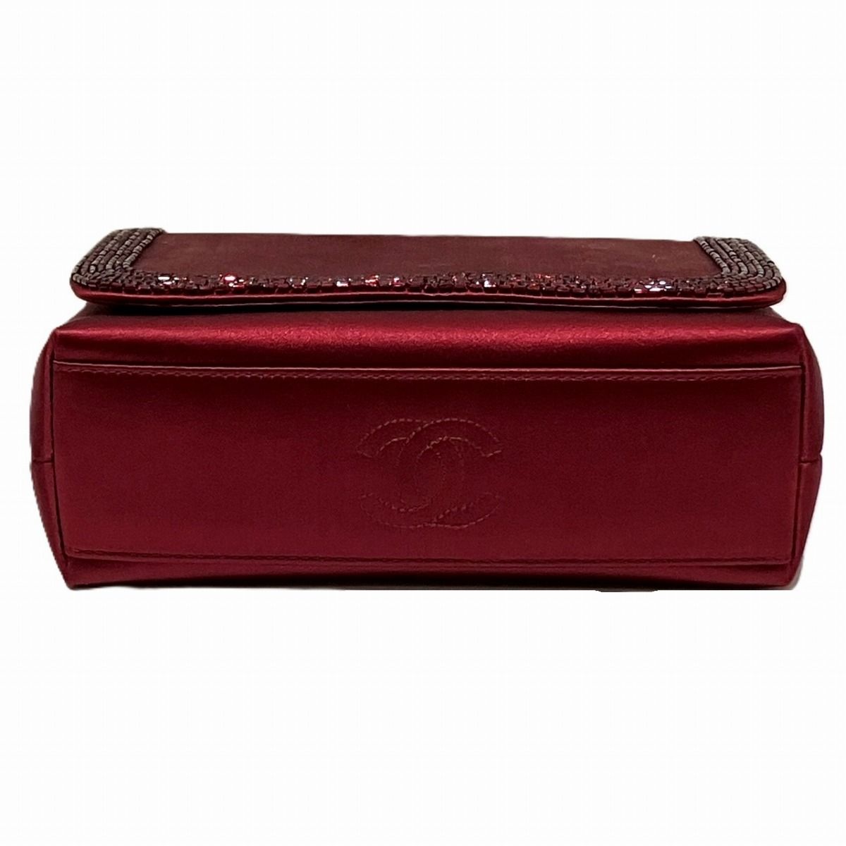 Chanel CC Logo Shoulder Bag Satin Rhinestone — view 3