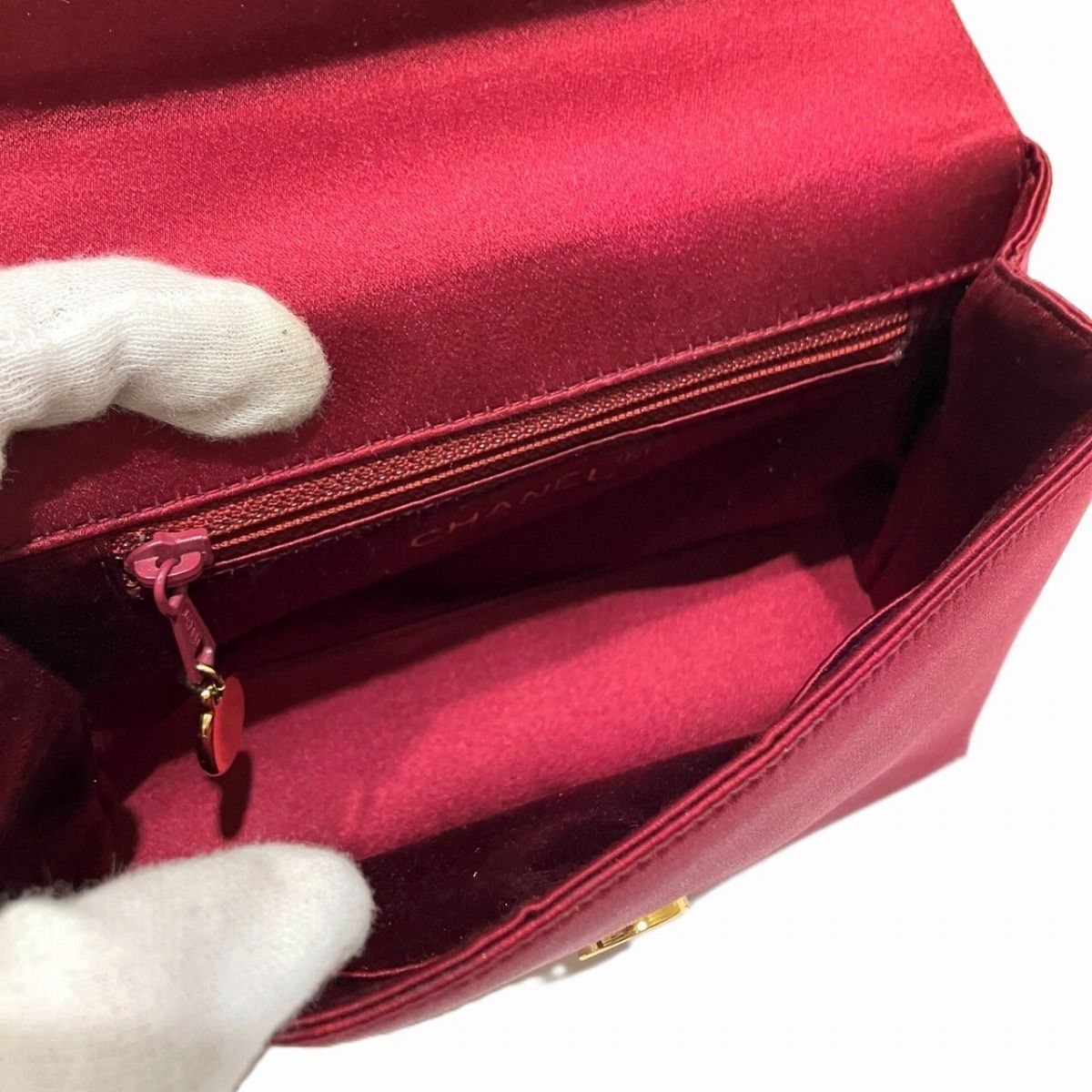 Chanel CC Logo Shoulder Bag Satin Rhinestone — view 6