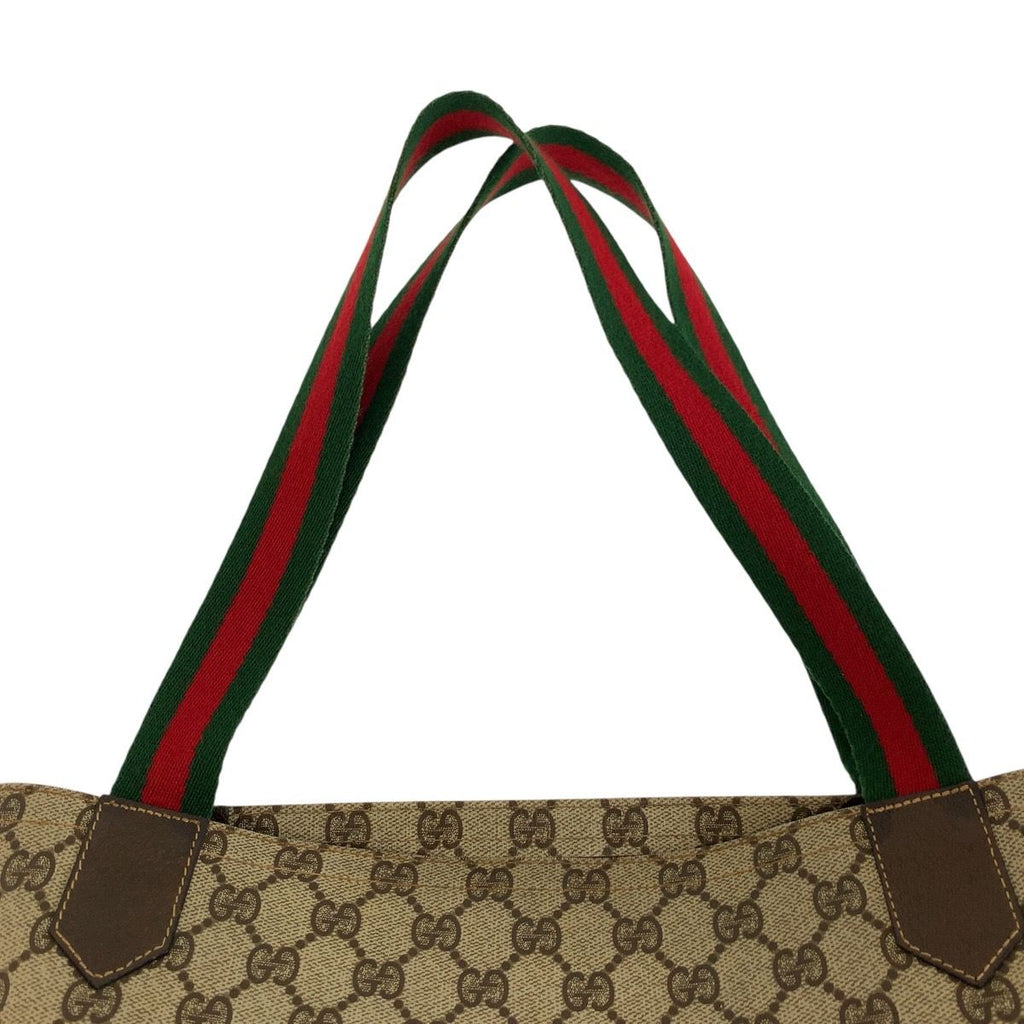 Gucci Vintage Sherry Line Beige Brown GG Supreme Canvas Tote Shoulder Bag — view 8