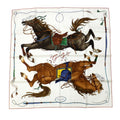 Hermes Heaven Carre 90 Grand Galop White Brown Scarf