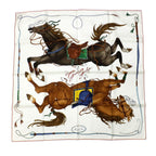 Hermes Heaven Carre 90 Grand Galop White Brown Scarf