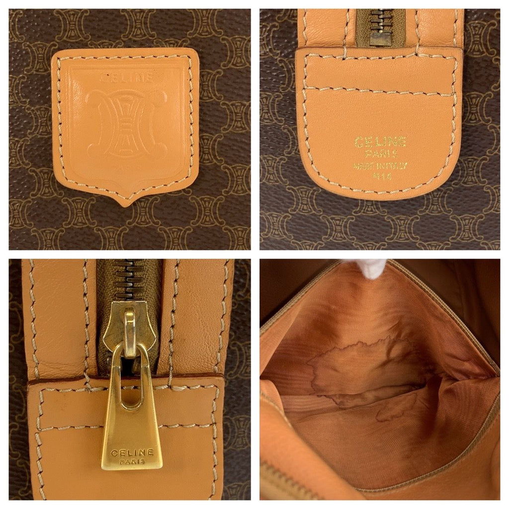 Celine Vintage Macadam Brown Gold Leather Boston Bag — view 3