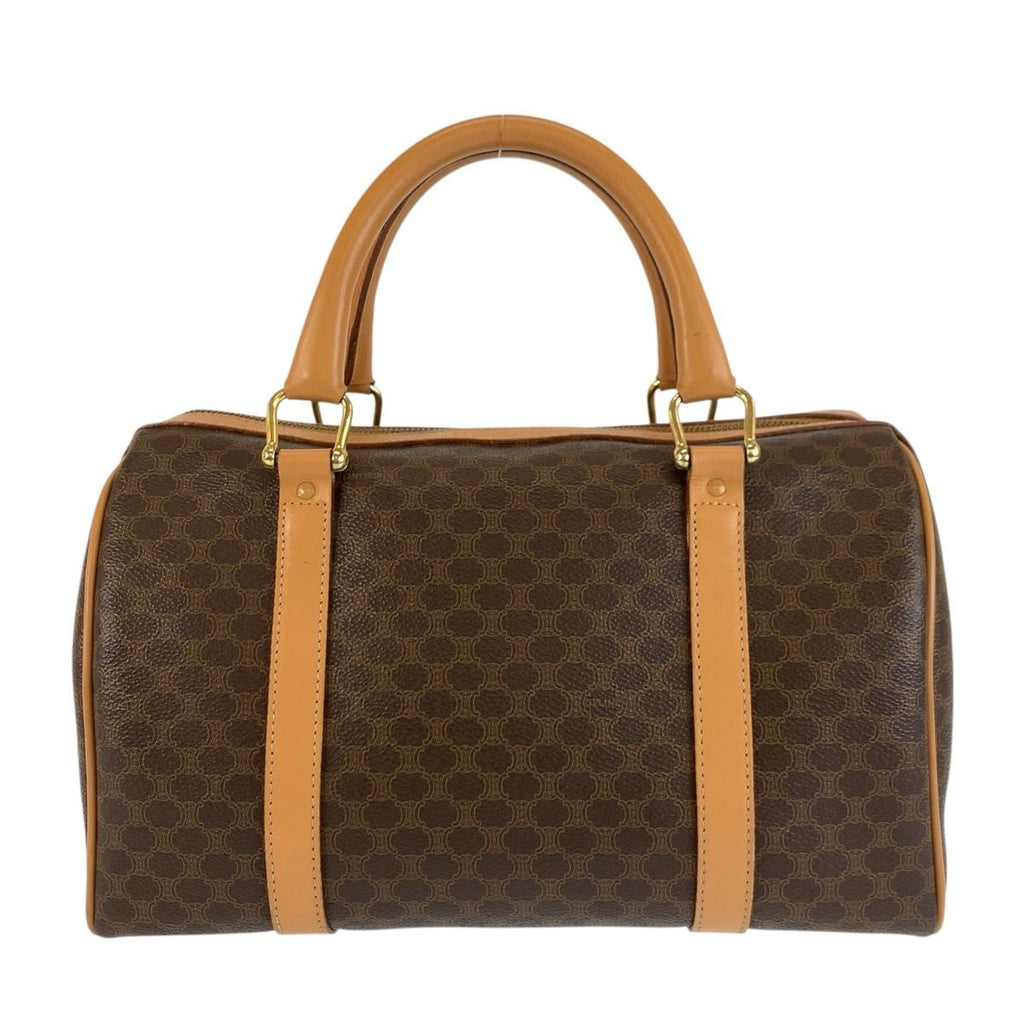 Celine Vintage Macadam Brown Gold Leather Boston Bag — view 2
