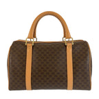 Celine Vintage Macadam Brown Gold Leather Boston Bag — view 2