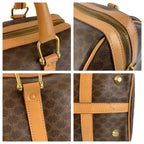 Celine Vintage Macadam Brown Gold Leather Boston Bag — view 5