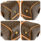 Celine Vintage Macadam Brown Gold Leather Boston Bag — view 4