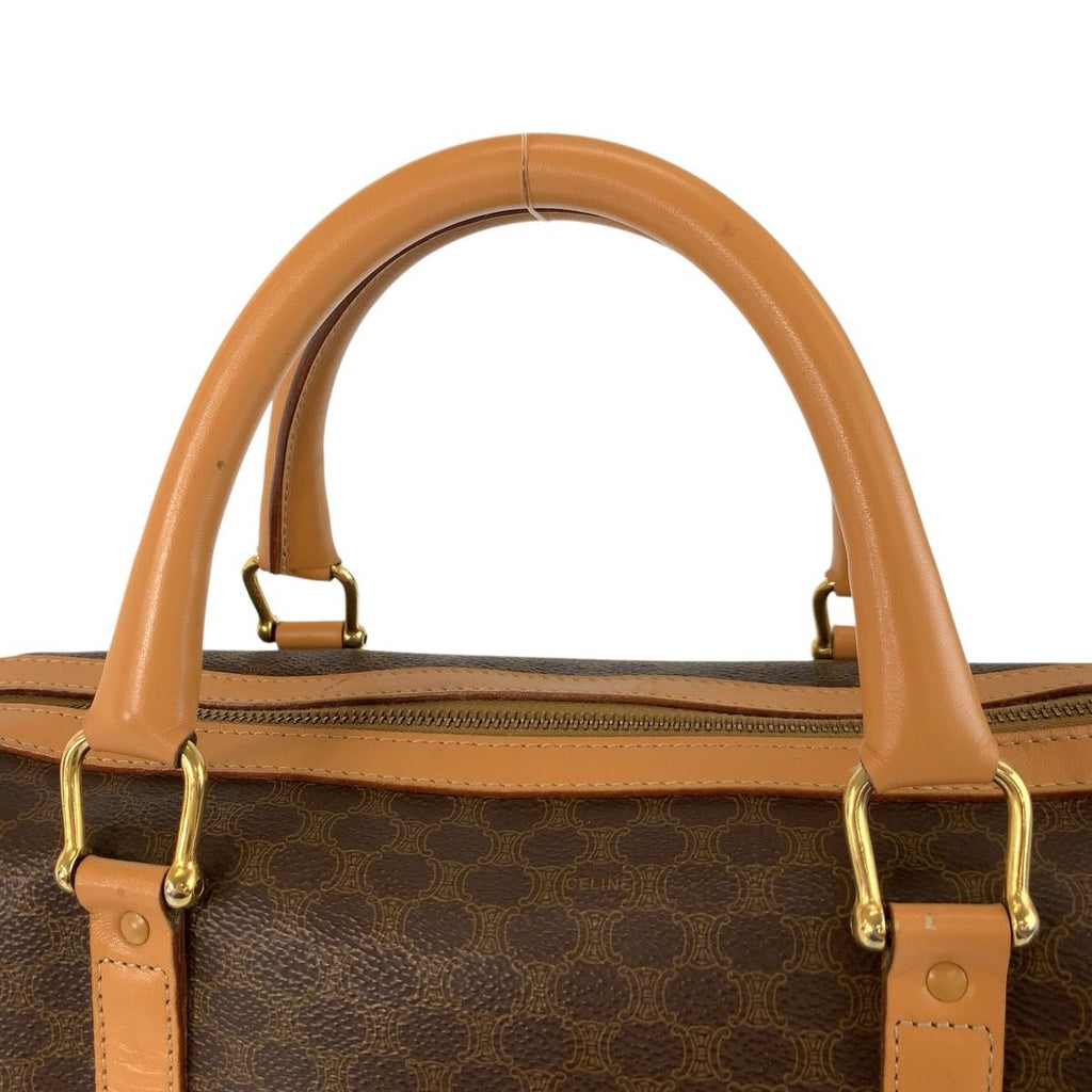 Celine Vintage Macadam Brown Gold Leather Boston Bag — view 8
