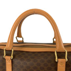Celine Vintage Macadam Brown Gold Leather Boston Bag — view 8