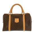 Celine Vintage Macadam Brown Gold Leather Boston Bag