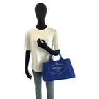 Prada Canapa Tote Blue Canvas — view 7