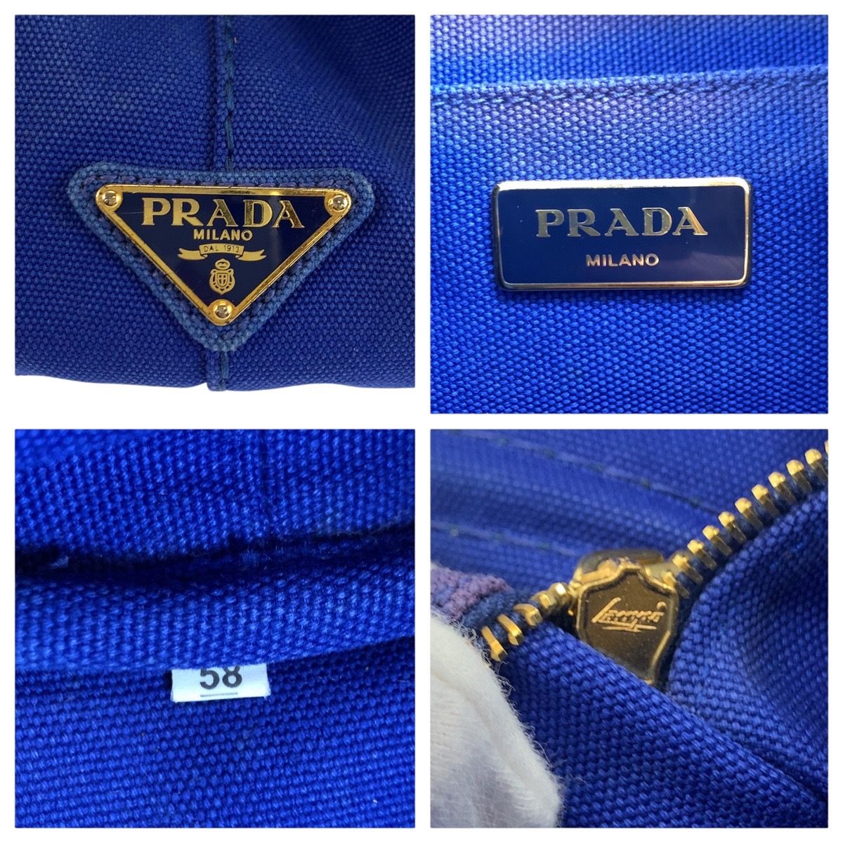 Prada Canapa Tote Blue Canvas — view 3