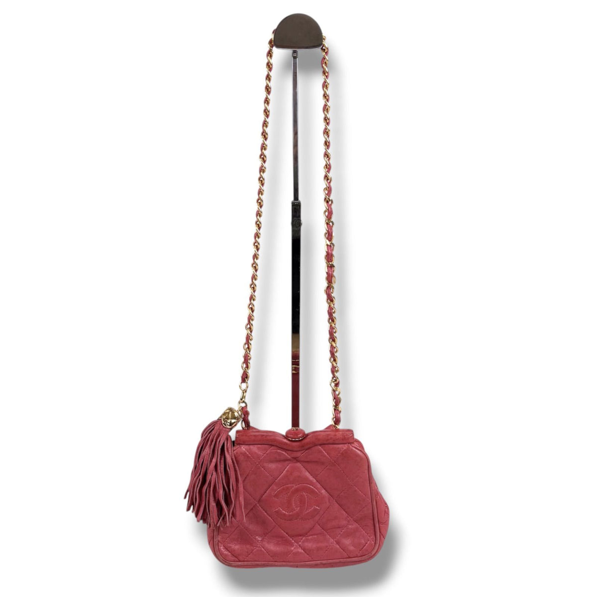 Chanel Quilted Shoulder Bag Waist Pouch CC Logo Lambskin Pink — view 2