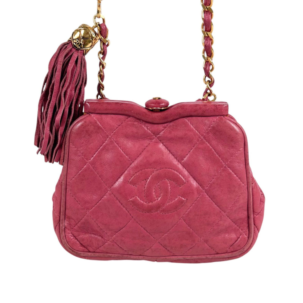 Chanel Quilted Shoulder Bag Waist Pouch CC Logo Lambskin Pink — view 4