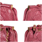 Chanel Quilted Shoulder Bag Waist Pouch CC Logo Lambskin Pink — view 6