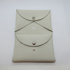 Hermes Heaven Calvidu Duo Chevre Coin Purse Card Case Silver Manufactured Around — view 5