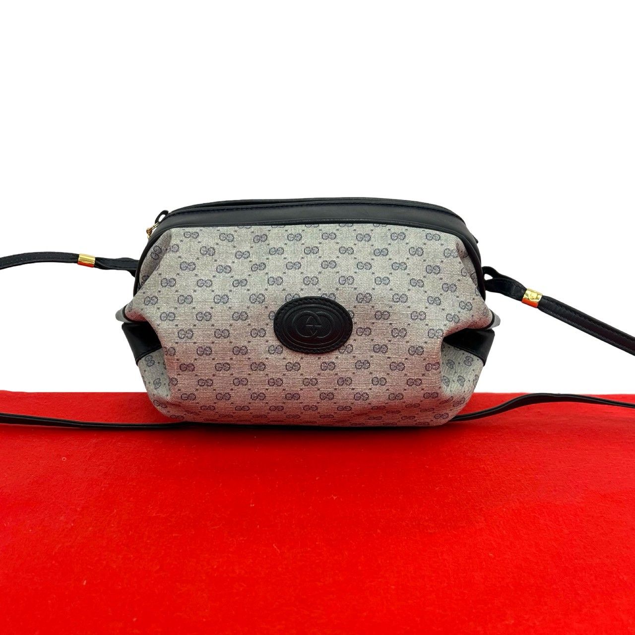 Gucci Vintage Micro GG Logo Leather Mini Shoulder Bag Pochette Navy
