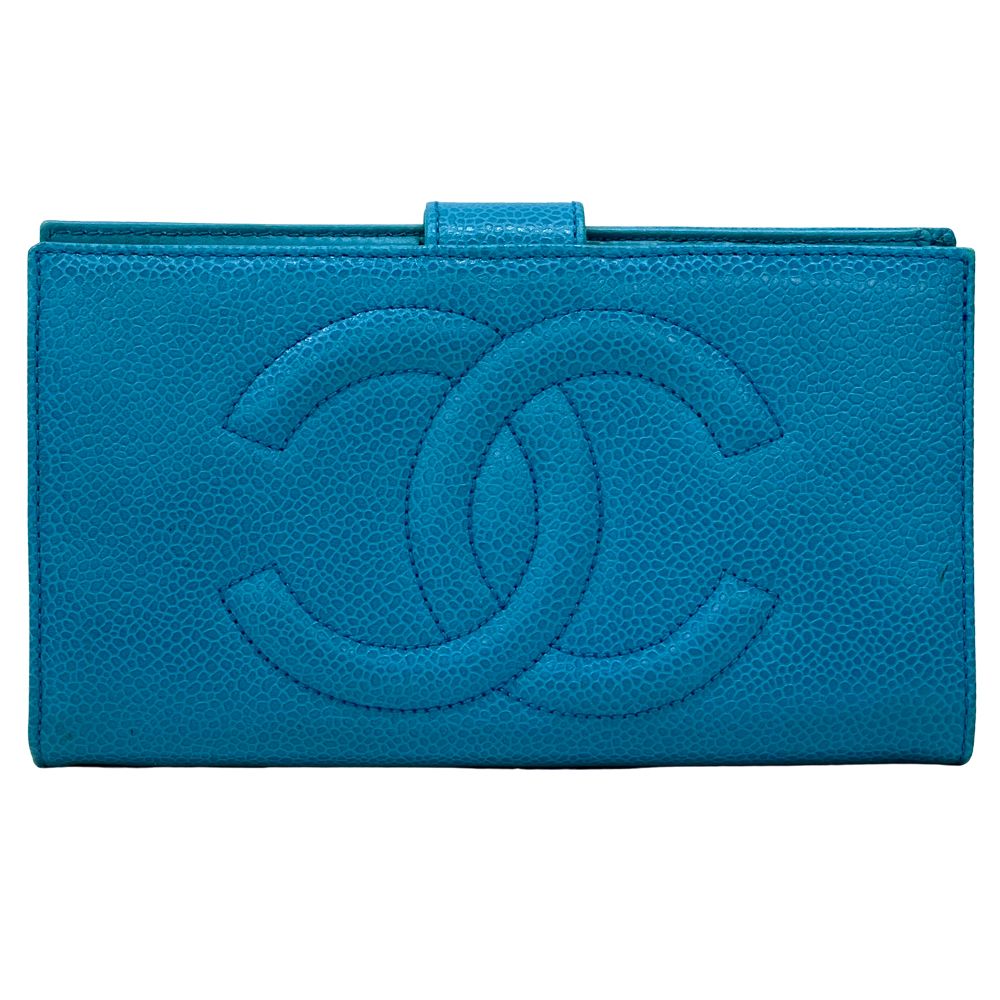 Chanel Wallet CC Logo Blue Gold