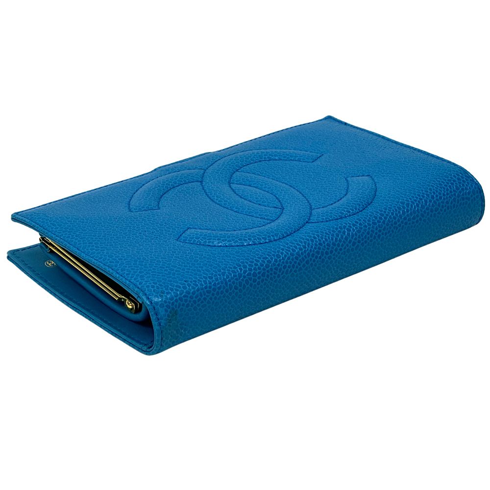 Chanel Wallet CC Logo Blue Gold — view 3