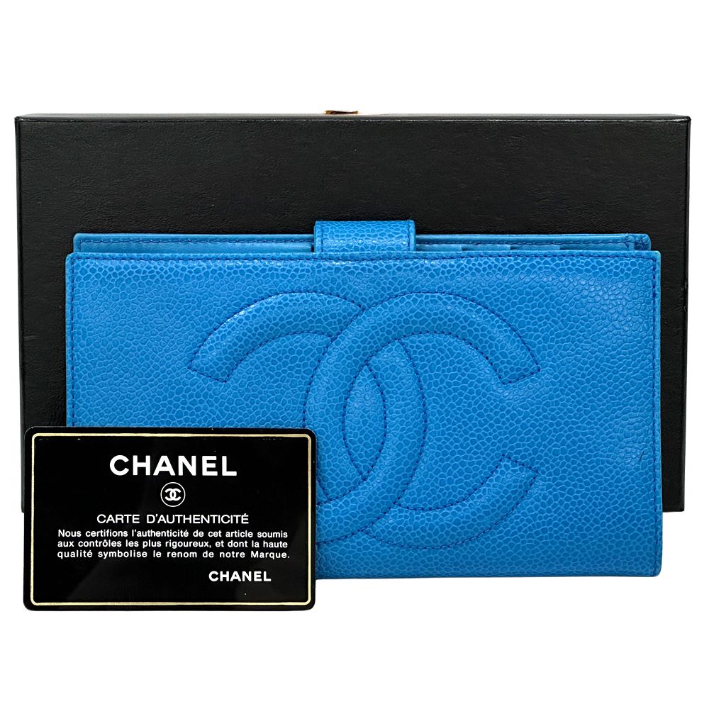 Chanel Wallet CC Logo Blue Gold — view 9