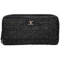 Chanel Wallet Quilted Leather Black Silver