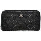 Chanel Wallet Quilted Leather Black Silver