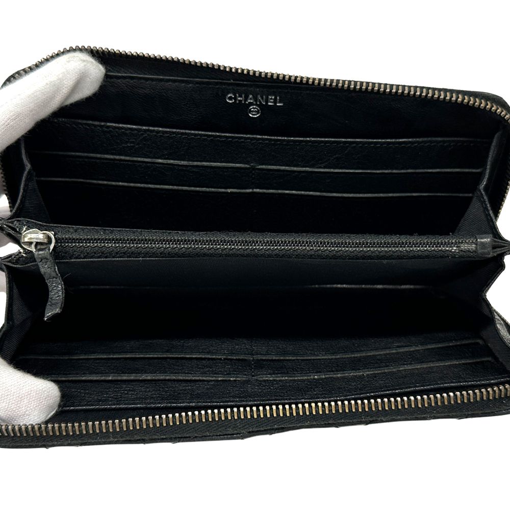 Chanel Wallet Quilted Leather Black Silver — view 5