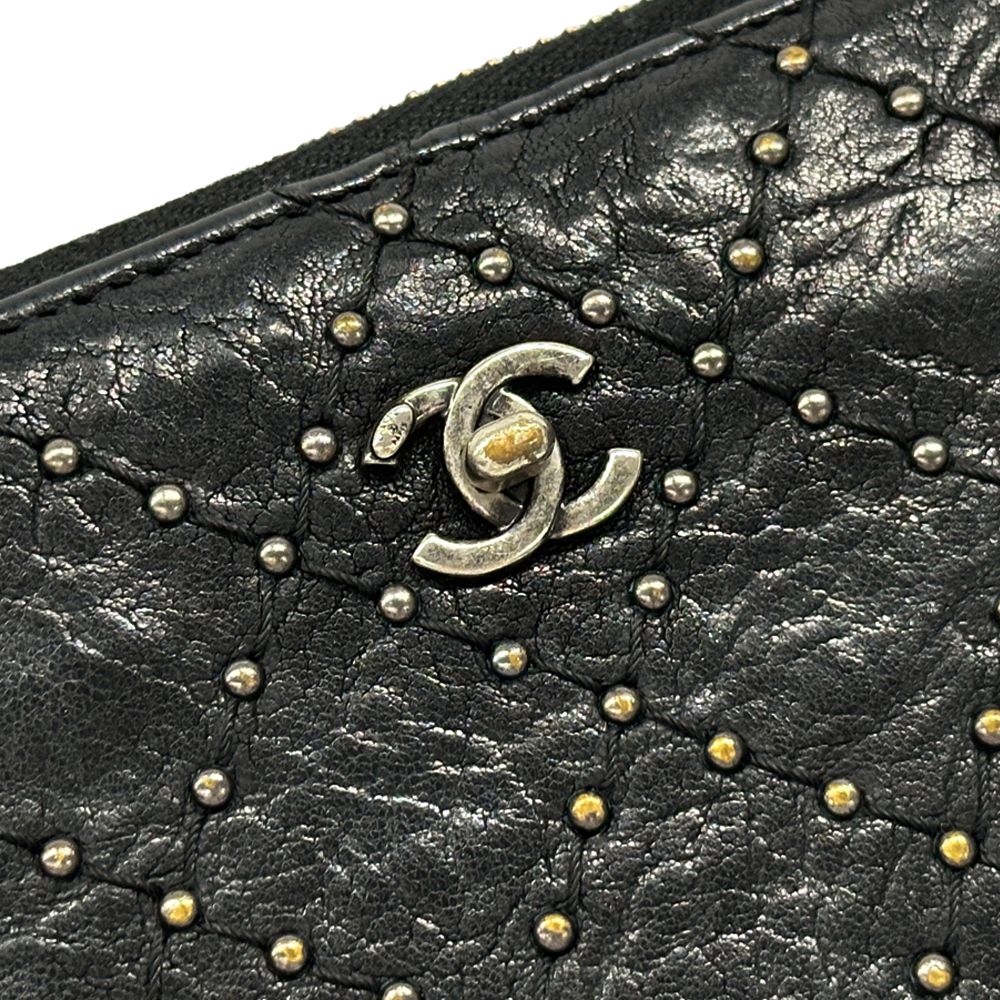 Chanel Wallet Quilted Leather Black Silver — view 4