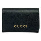 Gucci Card Case Leather Black Gold