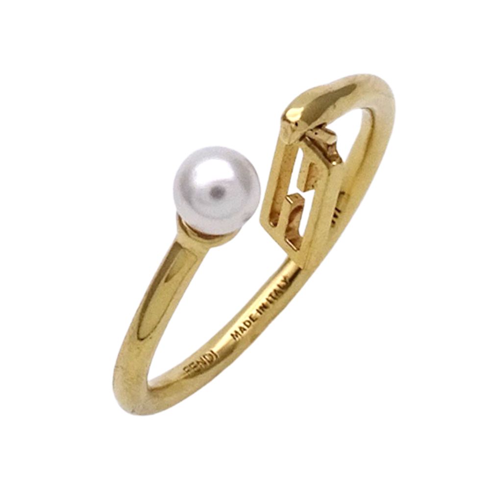 Fendi Ring Metal Pearl Gold