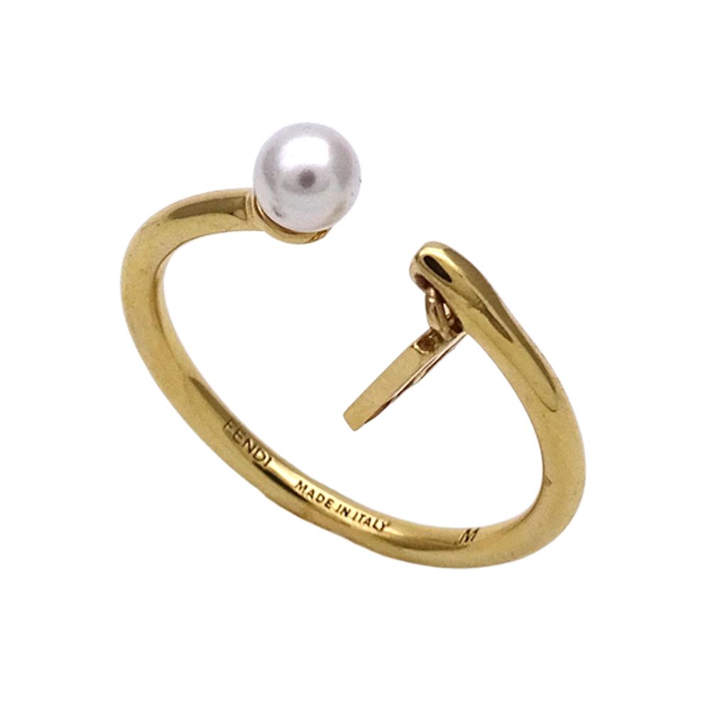 Fendi Ring Metal Pearl Gold