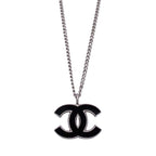 Chanel Necklace CC Logo Metal Black Silver — view 2
