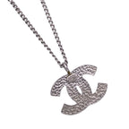 Chanel Necklace CC Logo Metal Black Silver — view 4