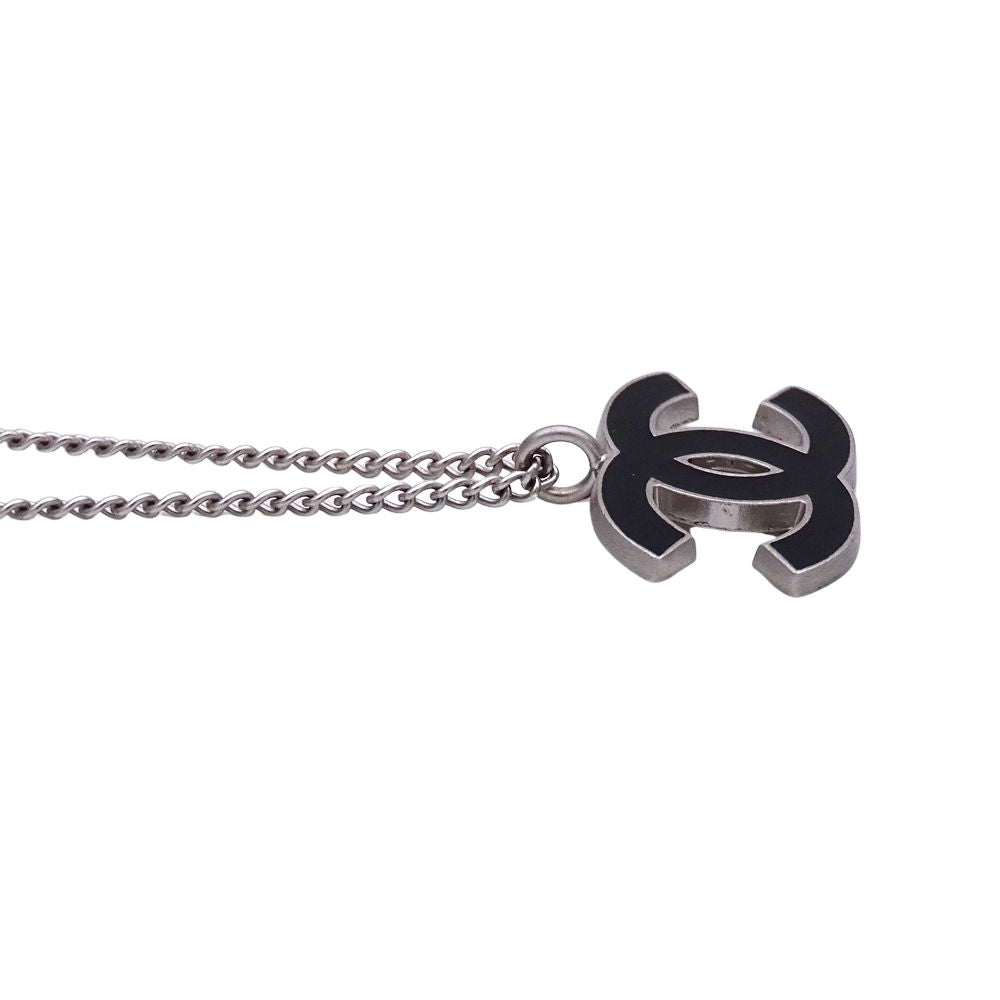 Chanel Necklace CC Logo Metal Black Silver — view 3