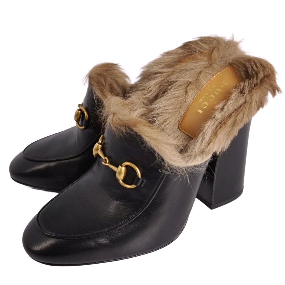 Gucci Sandals Prince Town Horsebit Fur Leather