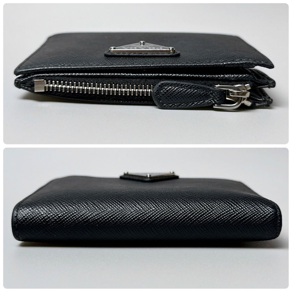 Prada Saffiano Triangle Logo Wallet Black — view 7