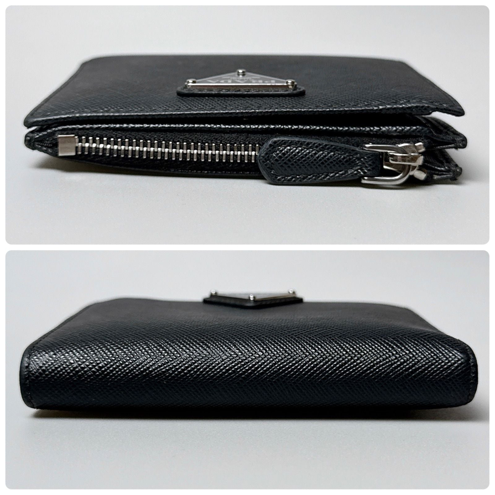 Prada Saffiano Triangle Logo Wallet Black — view 7