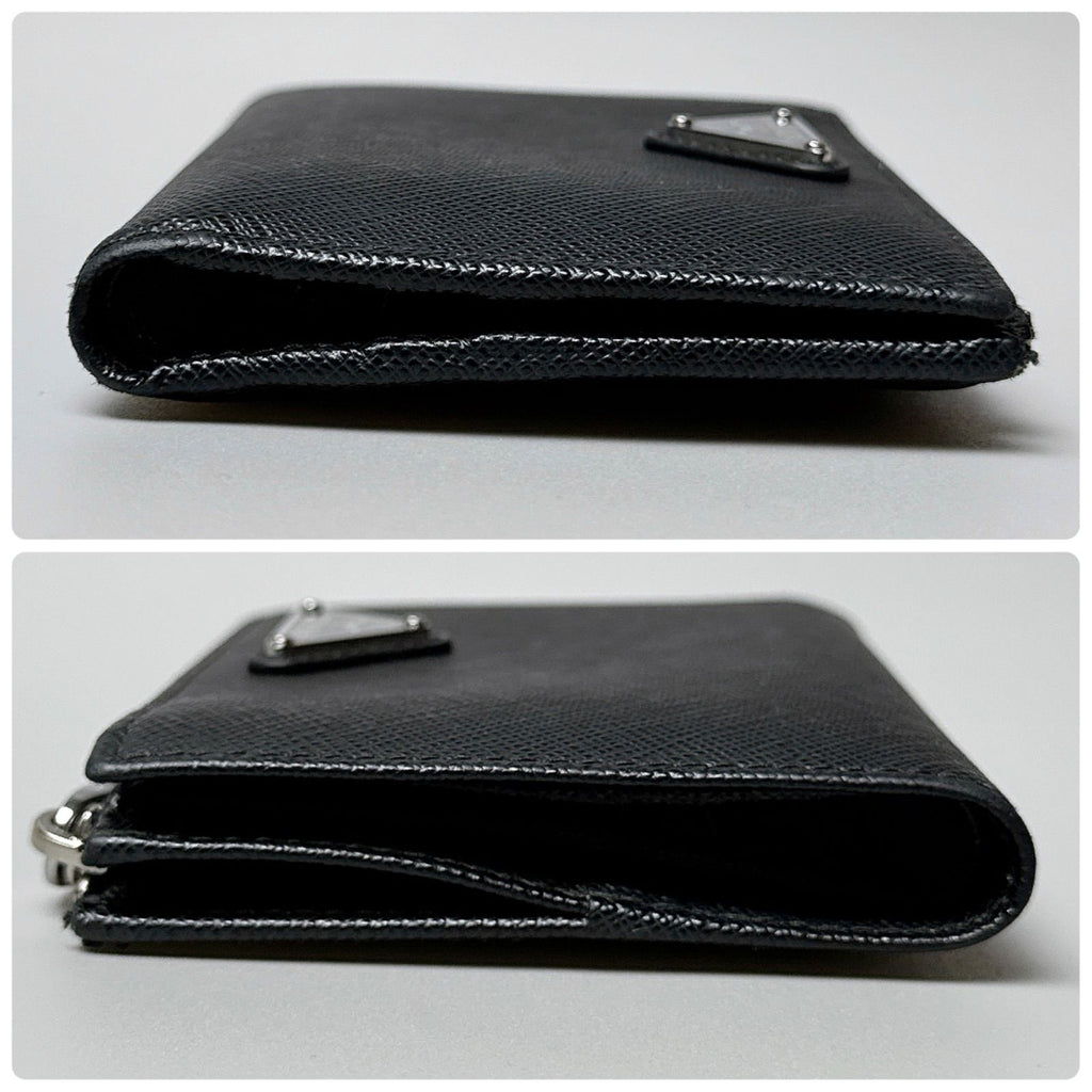 Prada Saffiano Triangle Logo Wallet Black — view 6