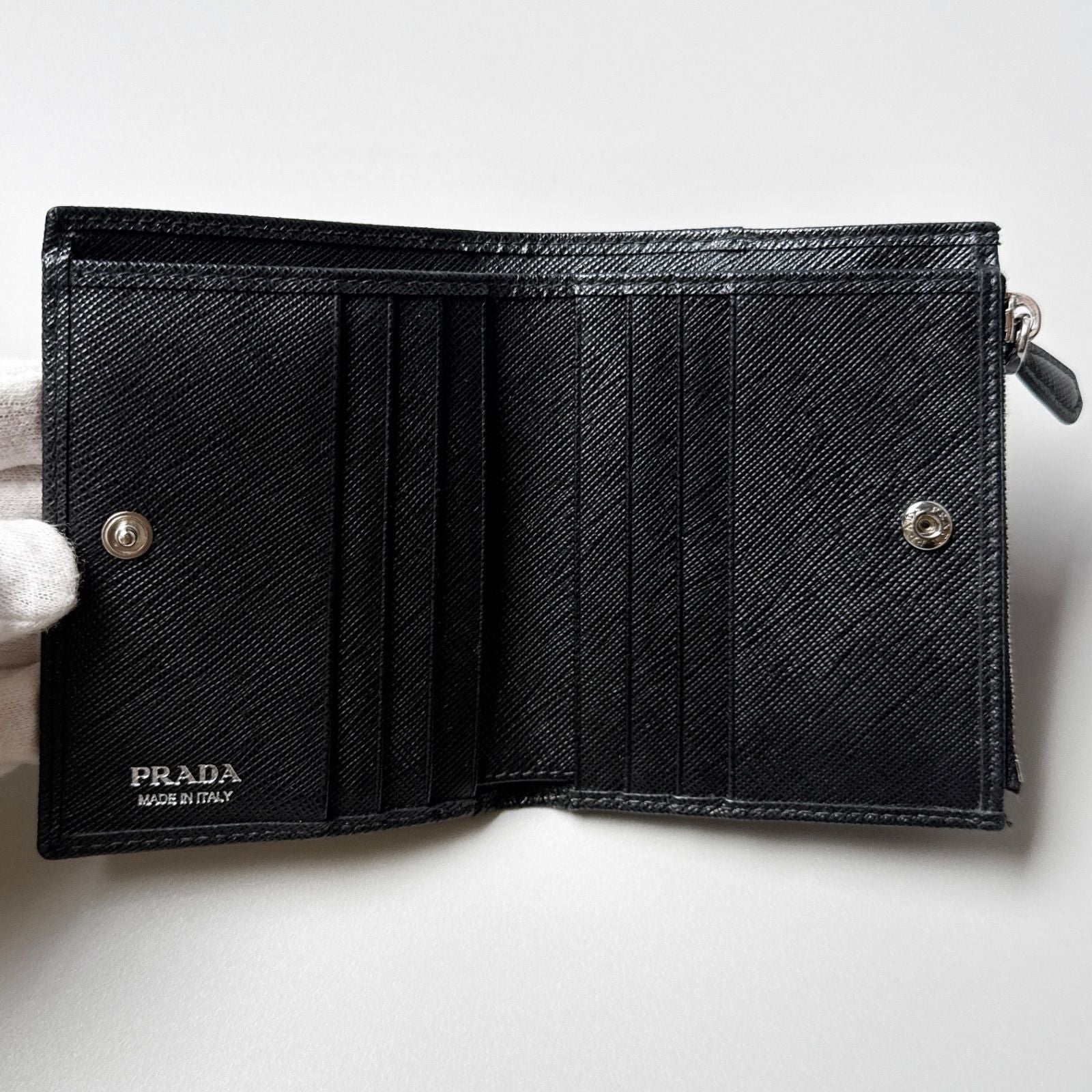 Prada Saffiano Triangle Logo Wallet Black — view 3