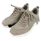 Hermes Sneakers Bouncing Shoes 39.5 Leather Suede Rubber Beige White