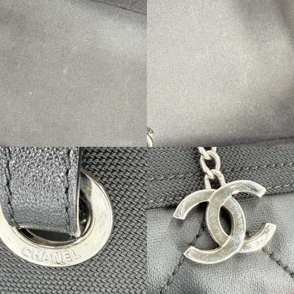 Chanel Tote Paris Biarritz MM Handbag CC Logo Leather Black Silver — view 6