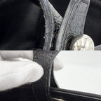 Chanel Tote Paris Biarritz MM Handbag CC Logo Leather Black Silver — view 7