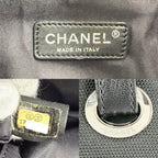Chanel Tote Paris Biarritz MM Handbag CC Logo Leather Black Silver — view 5