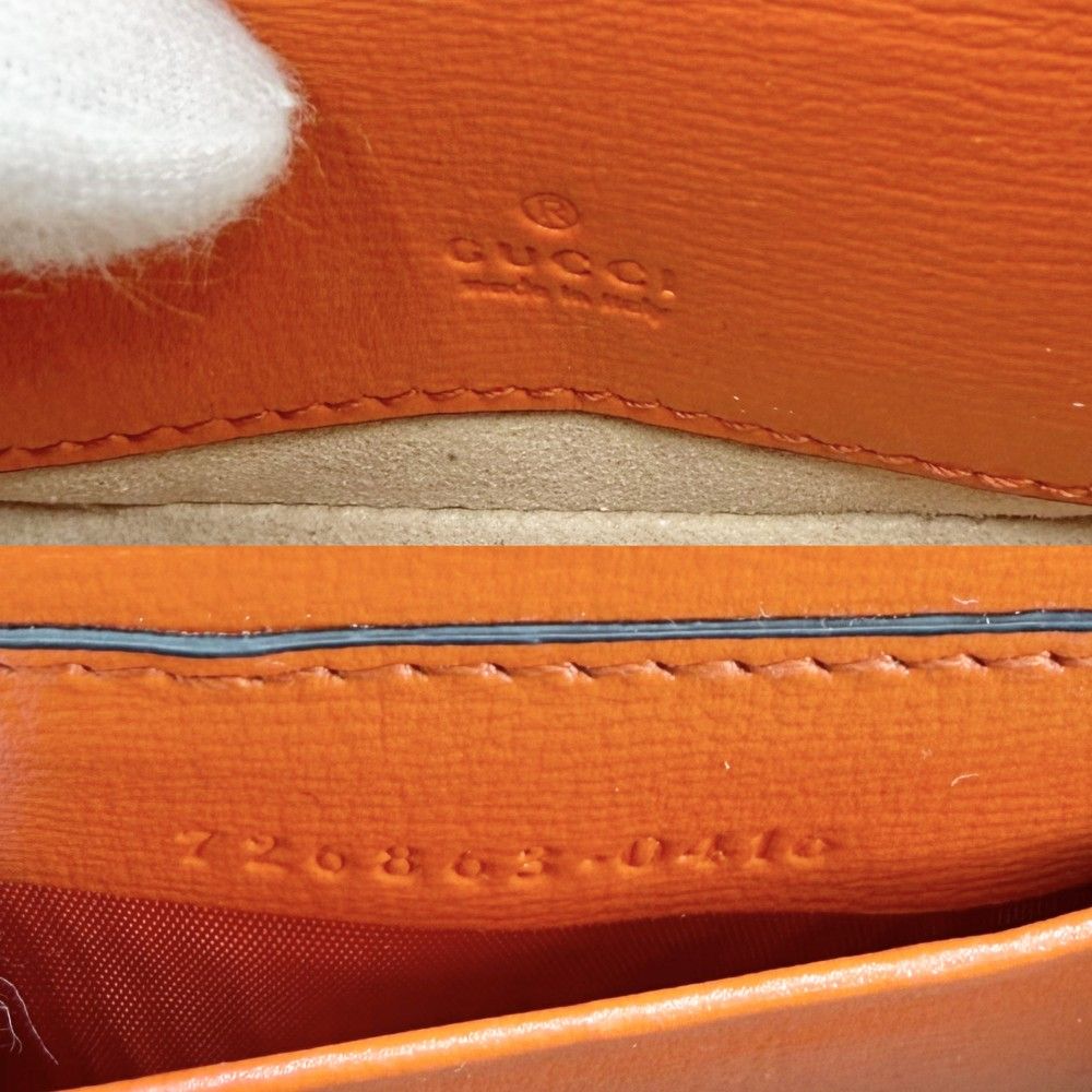 Gucci 2-Way Mini Horsebit Mini Shoulder Bag Crossbody Leather Orange Gold — view 5