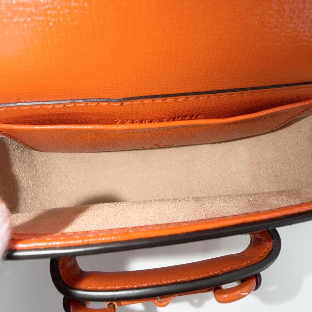 Gucci 2-Way Mini Horsebit Mini Shoulder Bag Crossbody Leather Orange Gold — view 4