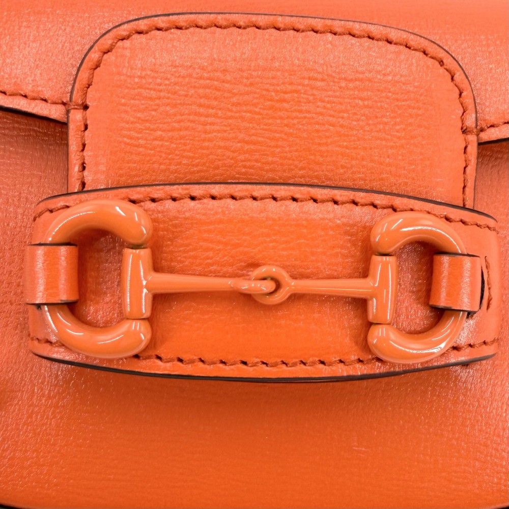 Gucci 2-Way Mini Horsebit Mini Shoulder Bag Crossbody Leather Orange Gold — view 7