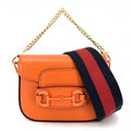 Gucci 2-Way Mini Horsebit Mini Shoulder Bag Crossbody Leather Orange Gold