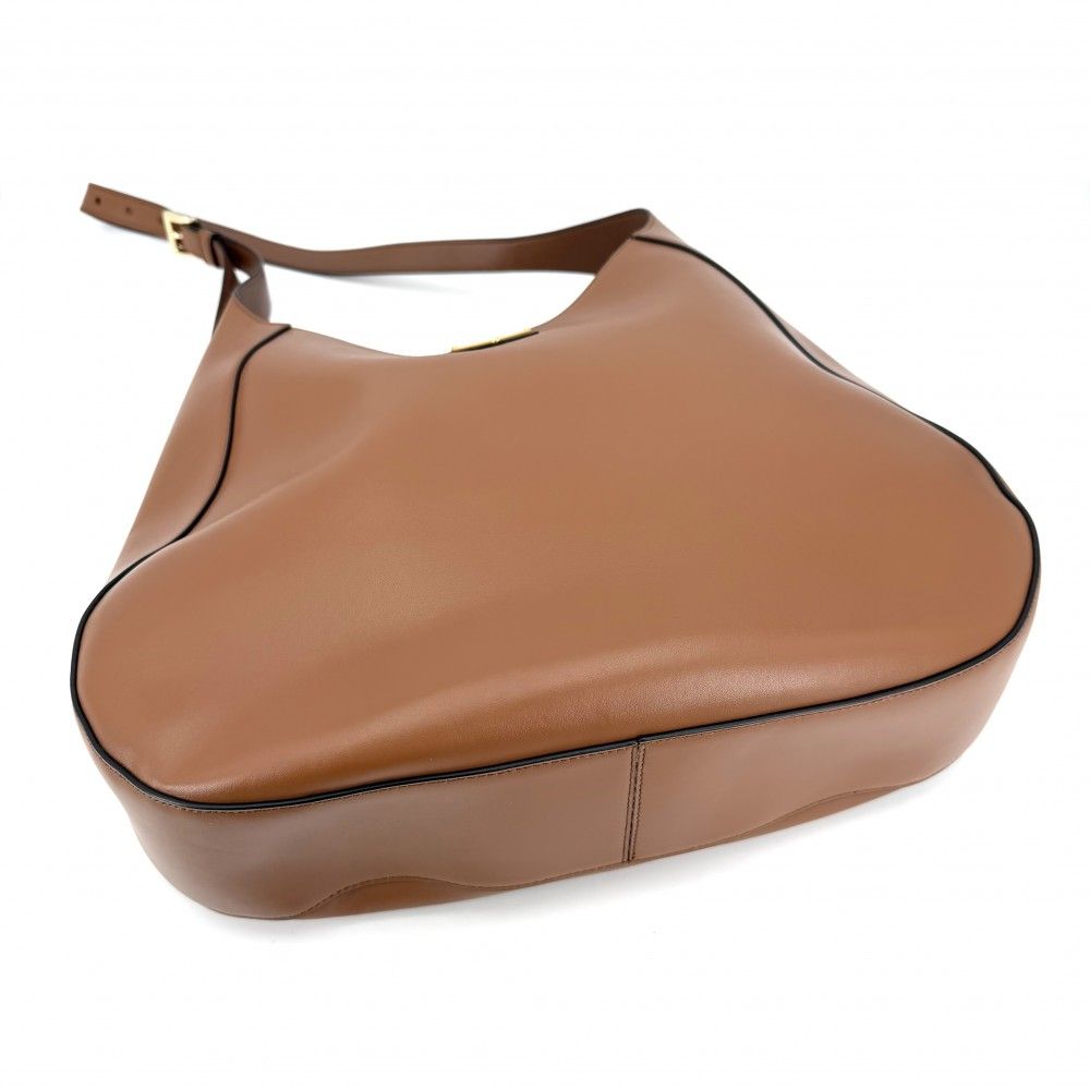 Prada Shoulder Bag Triangle Logo Bag Crossbody Leather Brown Gold — view 3