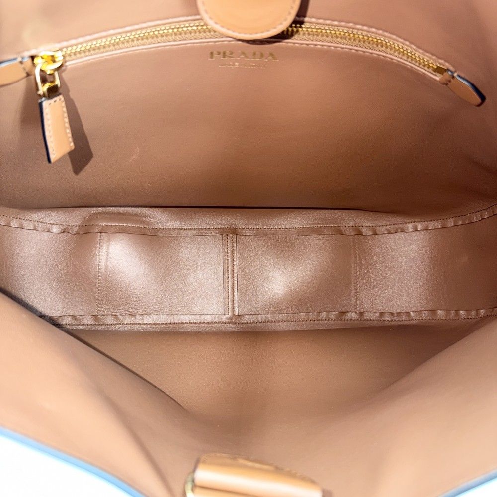 Prada Shoulder Bag Triangle Logo Bag Crossbody Leather Brown Gold — view 4