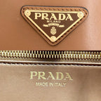 Prada Shoulder Bag Triangle Logo Bag Crossbody Leather Brown Gold — view 5